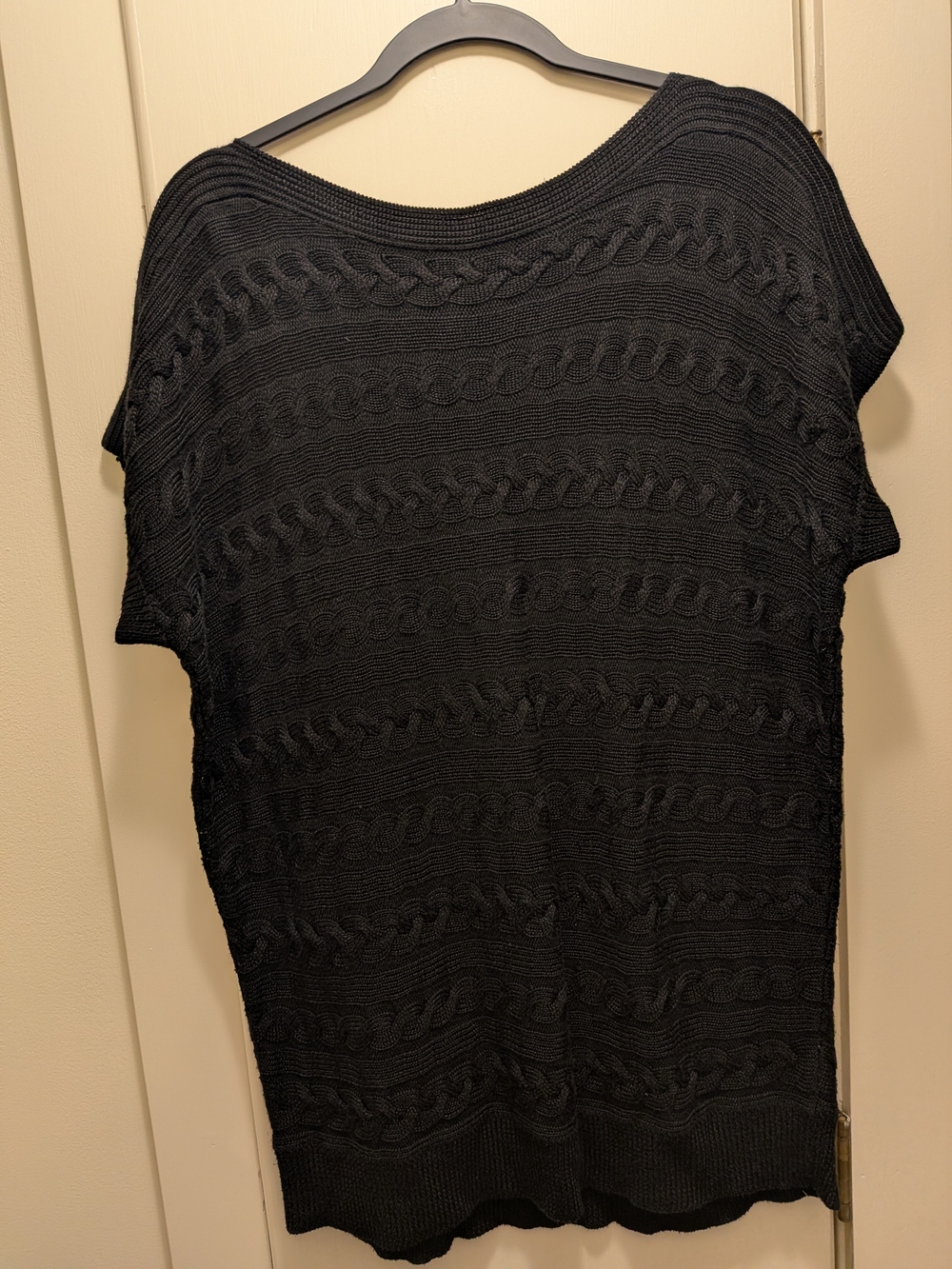 Lauren Ralph Lauren Black Cable Knit Short-Sleeve Sweater